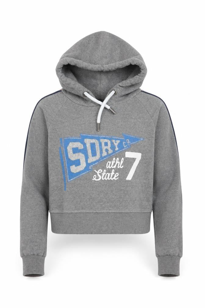 Superdry Women’s Grey UK 12 Pullover Hoodie Graphic Logo