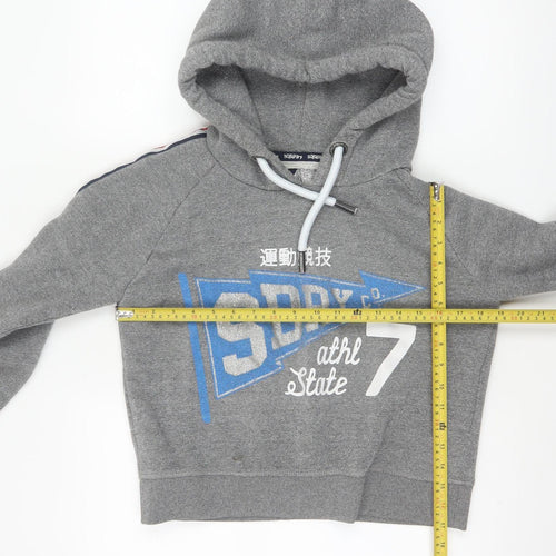 Superdry Women’s Grey UK 12 Pullover Hoodie Graphic Logo