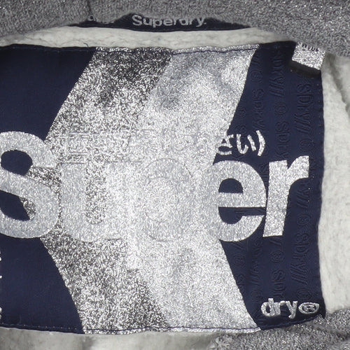 Superdry Women’s Grey UK 12 Pullover Hoodie Graphic Logo