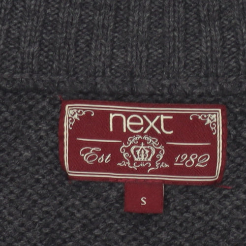 Next Men's Grey Size S Full Zip High Neck Knit Cardigan Pockets