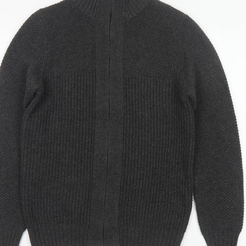 Next Men's Grey Size S Full Zip High Neck Knit Cardigan Pockets