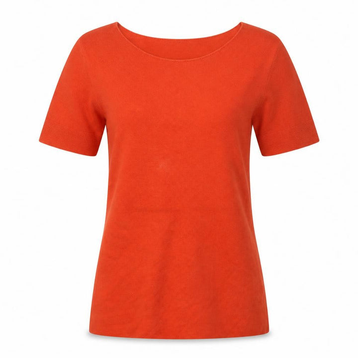 Uniqlo Women Orange M Basic Knit Short Sleeve Round Neck T-Shirt