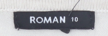 Roman Women Ivory Size 10 Button Knit Round Neck Cardigan