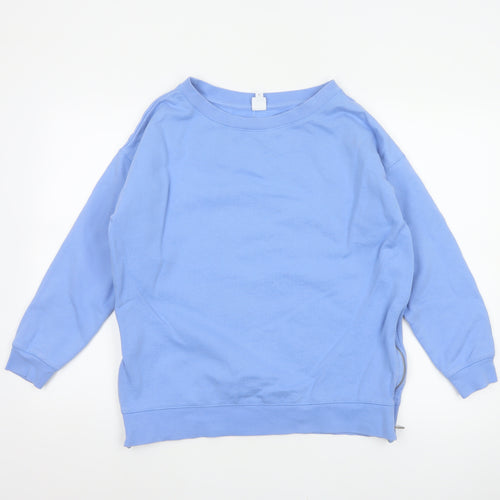 John Lewis Women Blue Size 12 Cotton Side Zip Raglan Sweatshirt
