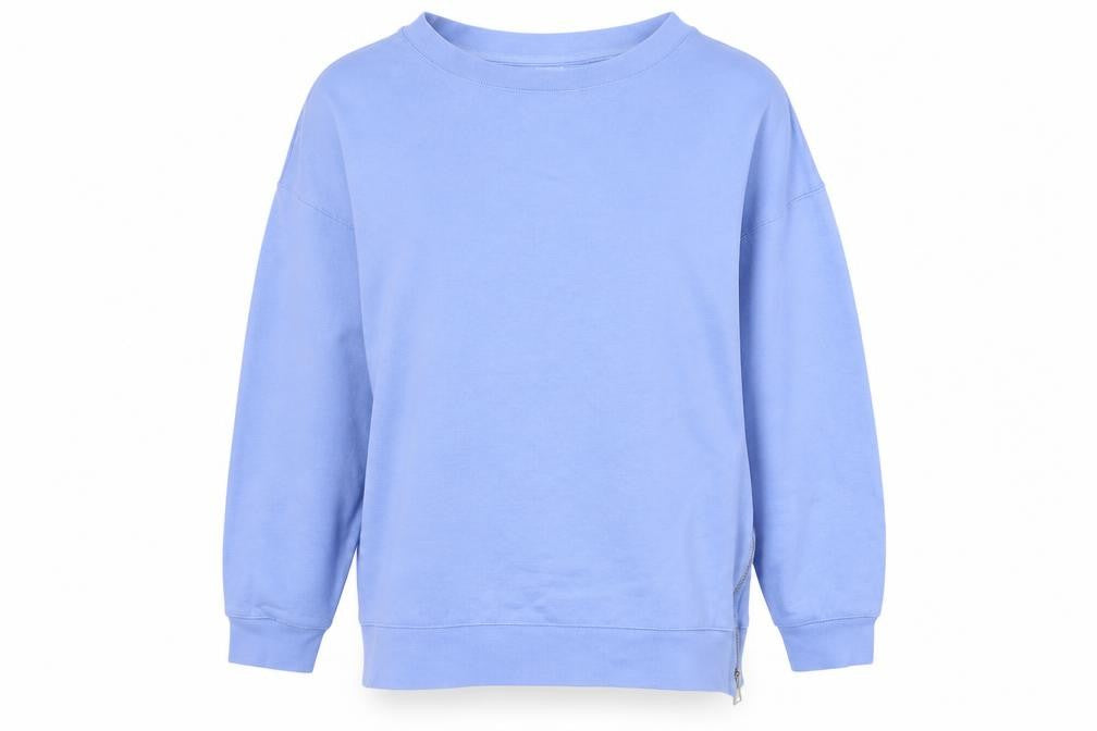 Front view of John Lewis Women Blue, size 12, Cotton Side Zip Raglan Sweatshirt