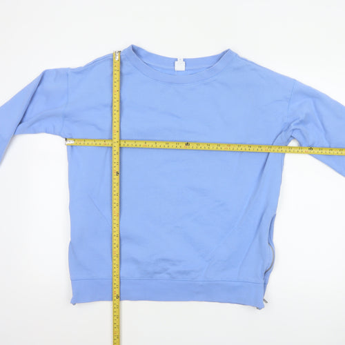 John Lewis Women Blue Size 12 Cotton Side Zip Raglan Sweatshirt