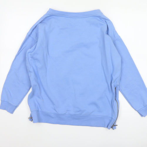 John Lewis Women Blue Size 12 Cotton Side Zip Raglan Sweatshirt