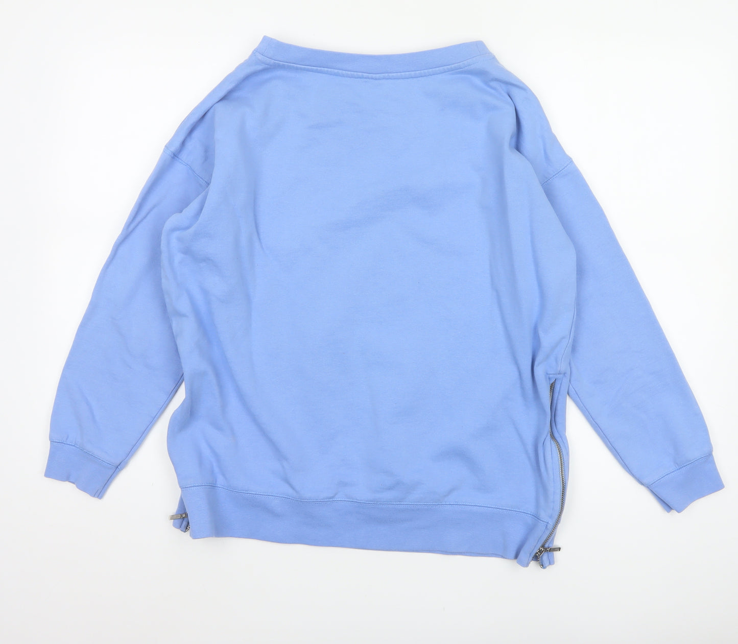 John Lewis Women Blue Size 12 Cotton Side Zip Raglan Sweatshirt
