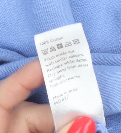 John Lewis Women Blue Size 12 Cotton Side Zip Raglan Sweatshirt