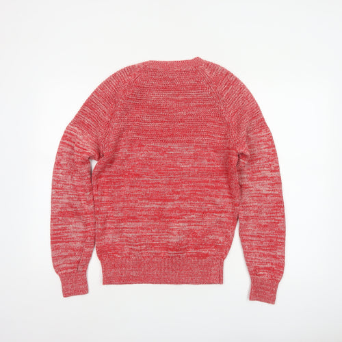 H&M Men’s Red Marl Cotton Crew Neck Knit Pullover Jumper Size S