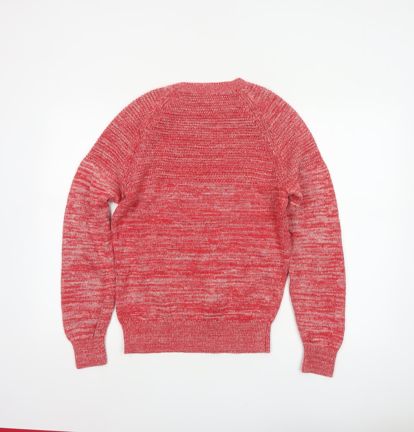 H&M Men’s Red Marl Cotton Crew Neck Knit Pullover Jumper Size S