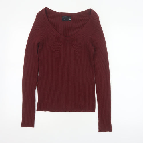 ASOS DESIGN Women’s Red UK 16 Ribbed Scoop Neck Slim Jumper