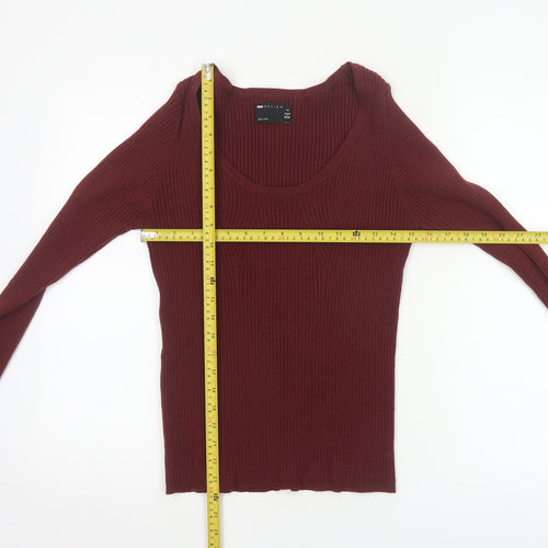 ASOS DESIGN Women’s Red UK 16 Ribbed Scoop Neck Slim Jumper