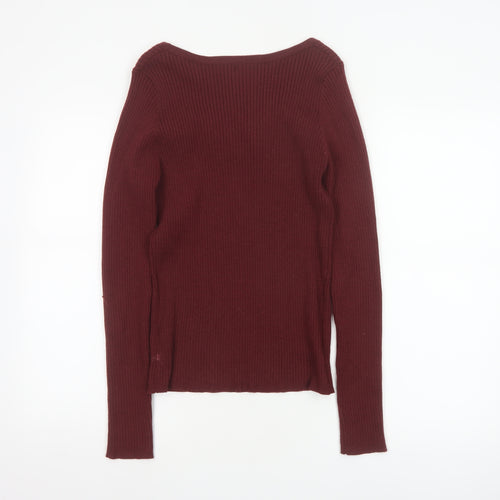 ASOS DESIGN Women’s Red UK 16 Ribbed Scoop Neck Slim Jumper