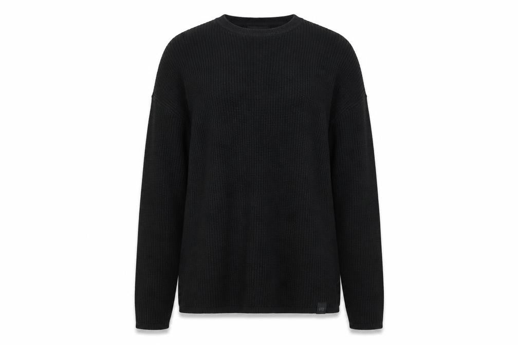 Pull&Bear Women Black M Chunky Knit Crew Neck Cotton Pullover Jumper