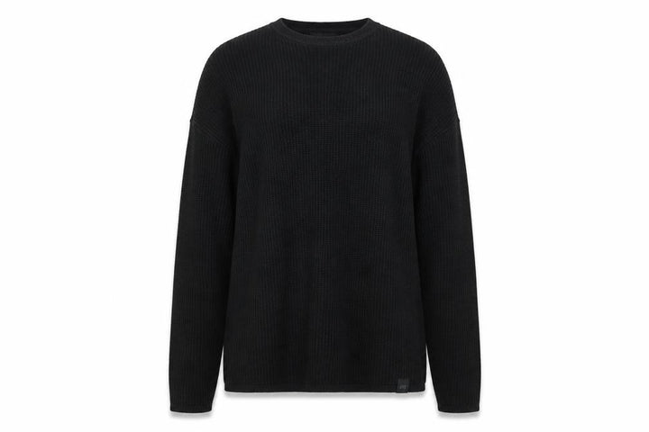 Pull&Bear Women Black M Chunky Knit Crew Neck Cotton Pullover Jumper