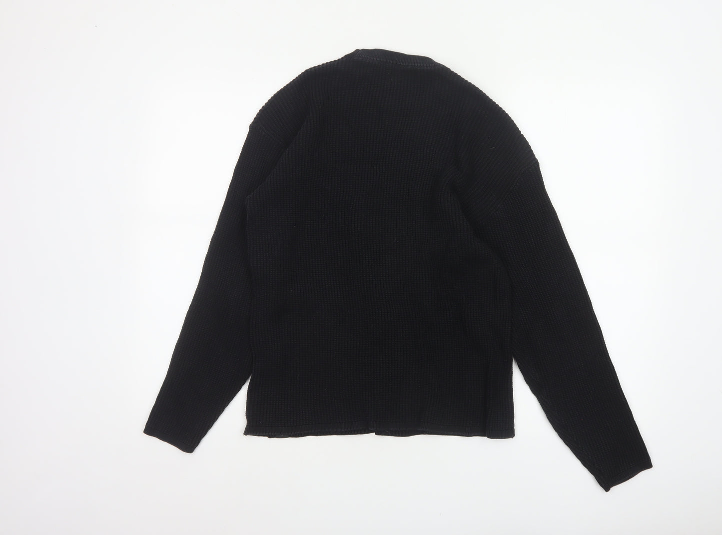 Pull&Bear Women Black M Chunky Knit Crew Neck Cotton Pullover Jumper