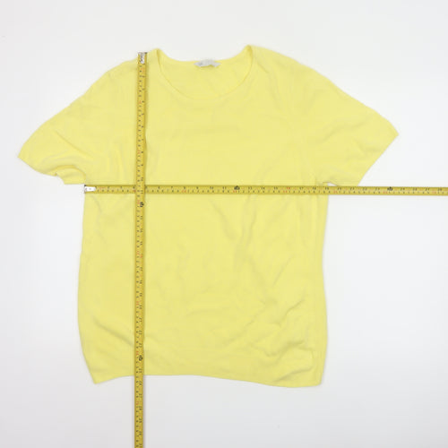 BHS Women Yellow Size 18 Short Sleeve Scoop Neck Knit Pullover Jumper