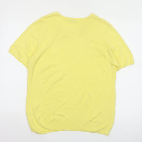 BHS Women Yellow Size 18 Short Sleeve Scoop Neck Knit Pullover Jumper