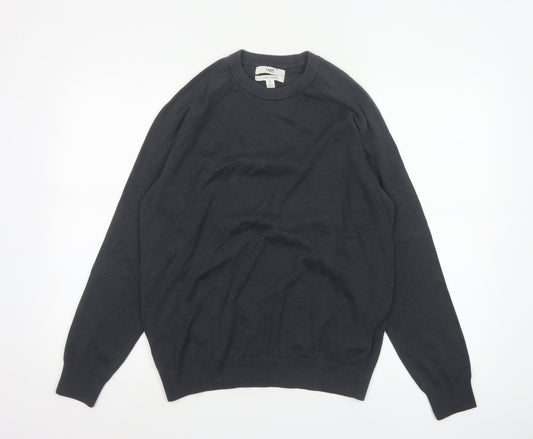 Marks and Spencer Men Black M Pure Cotton Crew Neck Pullover Jumper