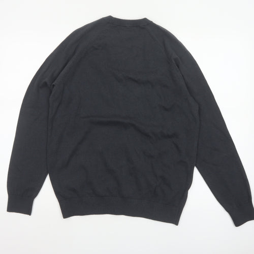 Marks and Spencer Men Black M Pure Cotton Crew Neck Pullover Jumper