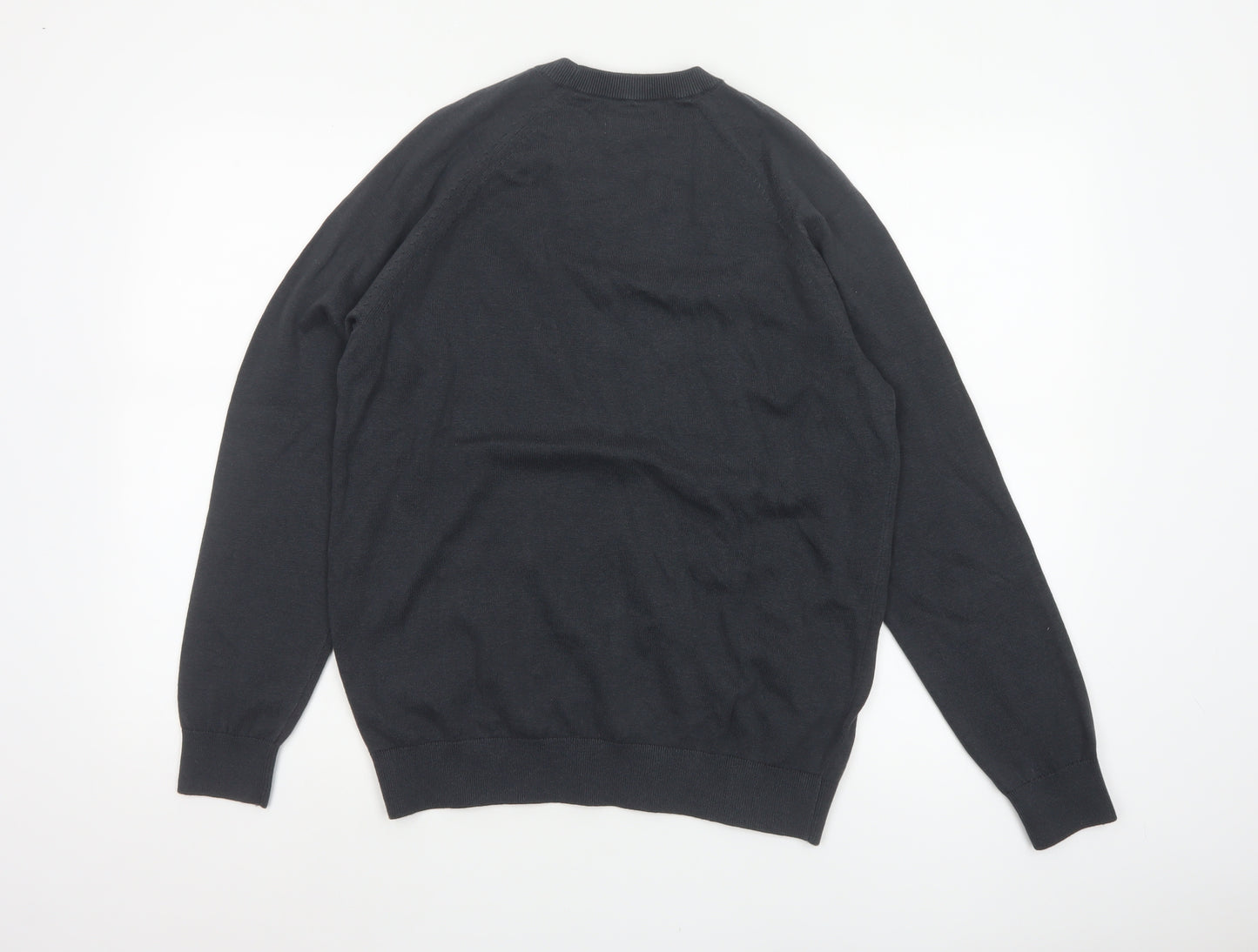 Marks and Spencer Men Black M Pure Cotton Crew Neck Pullover Jumper