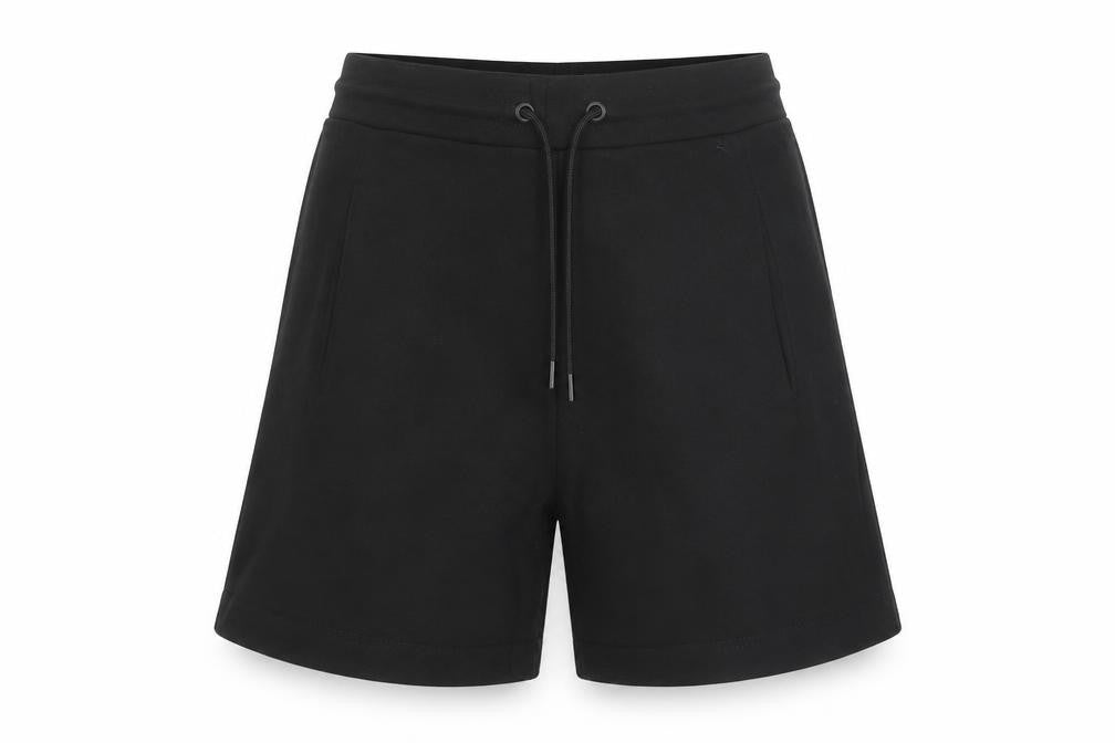 Front view of Zara Women Black S Bermuda Drawstring Jersey Shorts Pockets