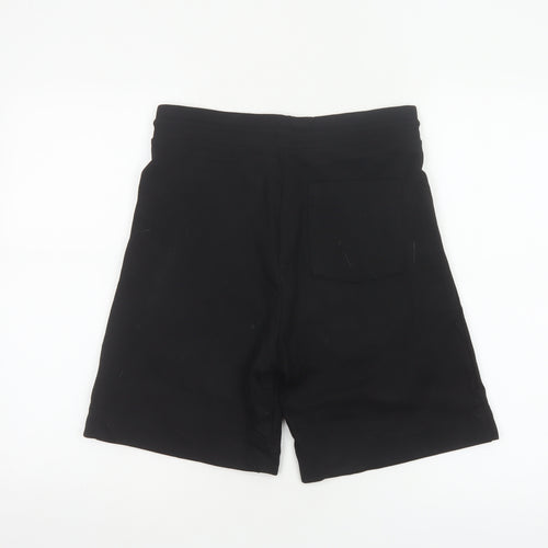 Zara Women Black S Bermuda Drawstring Jersey Shorts Pockets