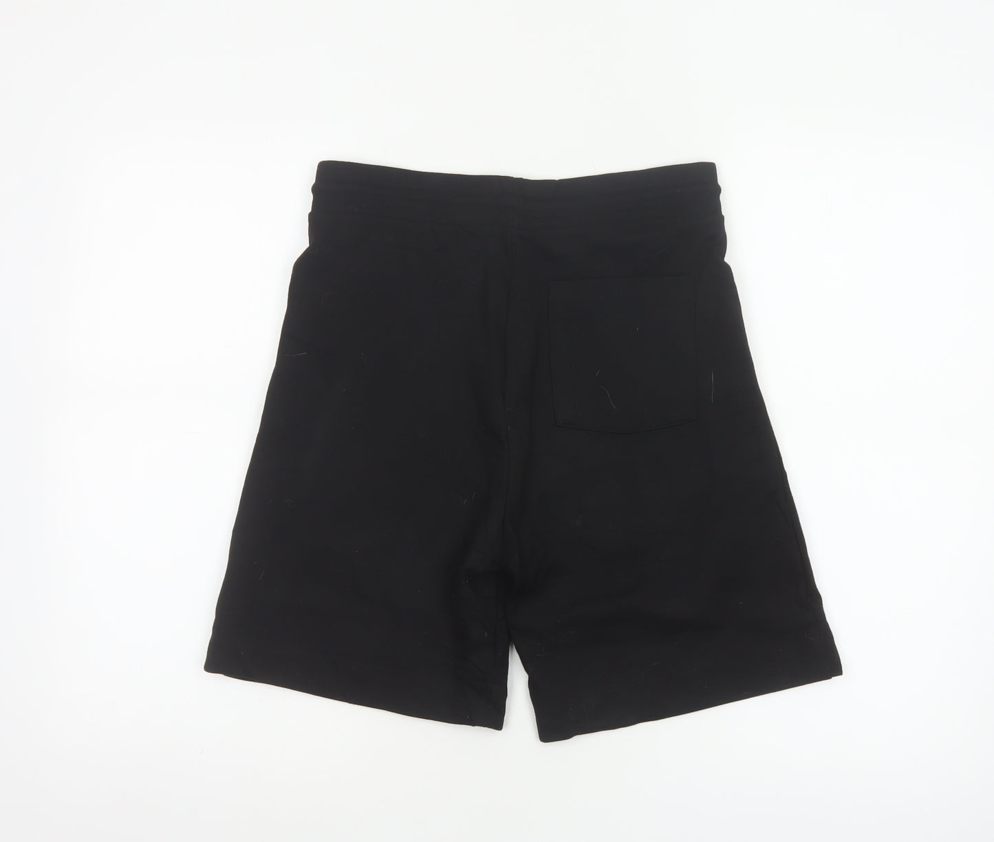 Zara Women Black S Bermuda Drawstring Jersey Shorts Pockets