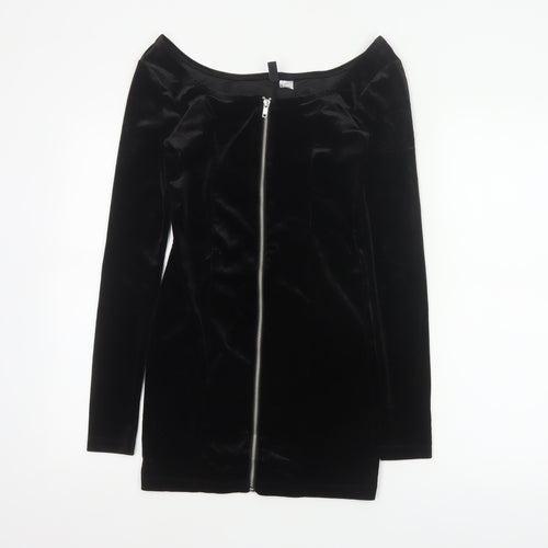 Divided by H&M Women’s Black UK 6 Bodycon Mini Velvet Zip Dress
