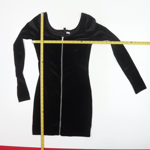Divided by H&M Women’s Black UK 6 Bodycon Mini Velvet Zip Dress