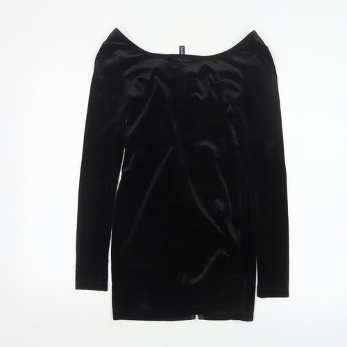 Divided by H&M Women’s Black UK 6 Bodycon Mini Velvet Zip Dress