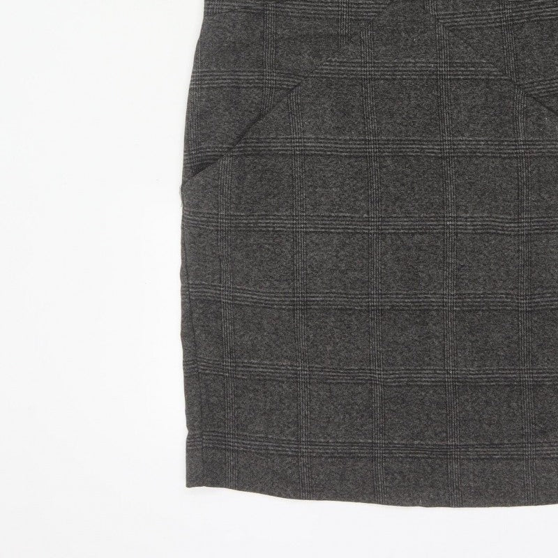Additional view of Zara Basic Women Grey M Sheath Knee Length Check Sleeveless Work Dress
