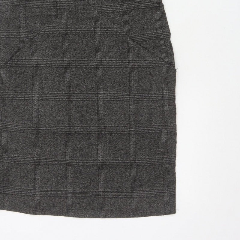 Additional view of Zara Basic Women Grey M Sheath Knee Length Check Sleeveless Work Dress