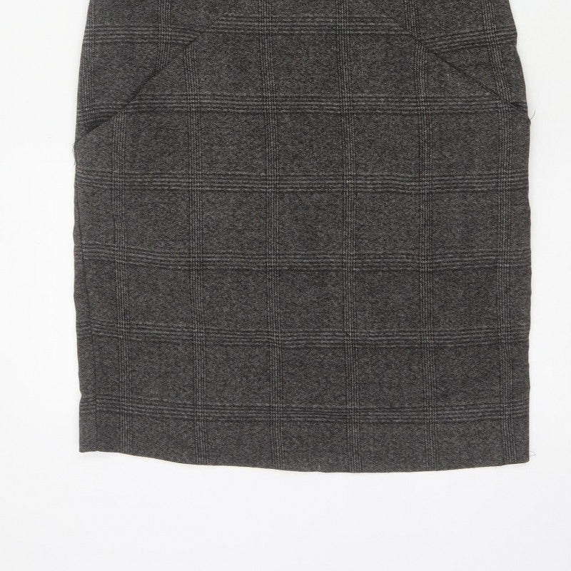 Additional view of Zara Basic Women Grey M Sheath Knee Length Check Sleeveless Work Dress