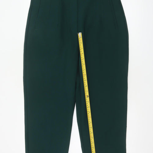 Zara Women Green XL High Rise Tapered Tailored Trousers Pockets