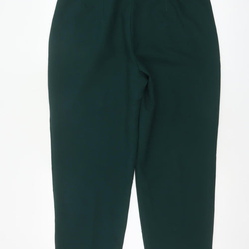 Zara Women Green XL High Rise Tapered Tailored Trousers Pockets