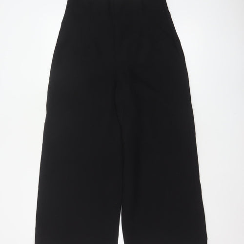 Zara Women Black XL High Rise Wide-Leg Trousers Smart Workwear