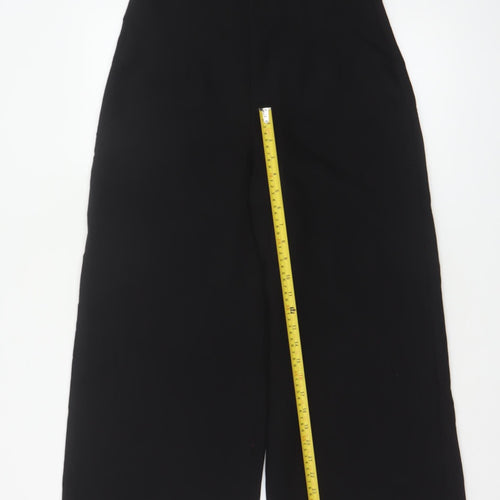 Zara Women Black XL High Rise Wide-Leg Trousers Smart Workwear