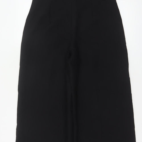Zara Women Black XL High Rise Wide-Leg Trousers Smart Workwear