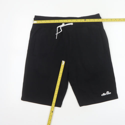 Ellesse Men’s Black S Sweat Shorts Drawstring Logo Pockets