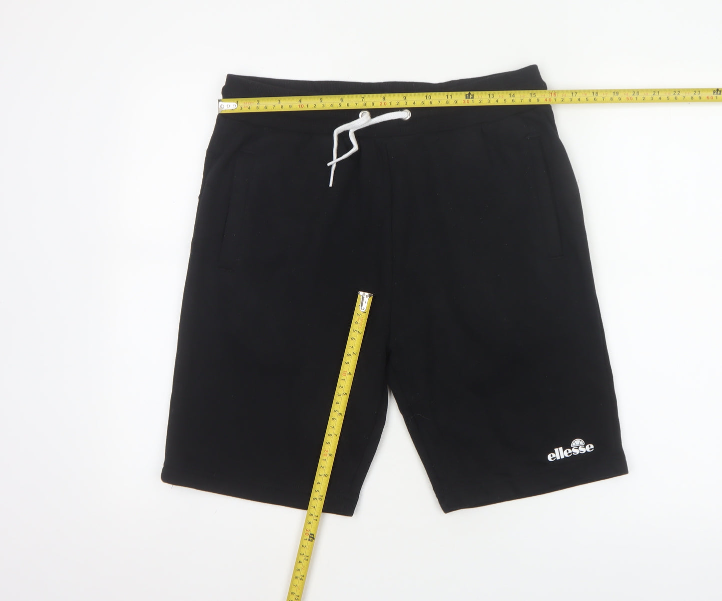 Ellesse Men’s Black S Sweat Shorts Drawstring Logo Pockets
