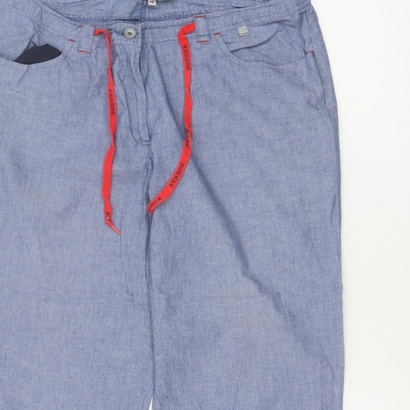 Additional view of Kickers Women’s Blue, size UK 14, Chambray Cropped Straight Trousers