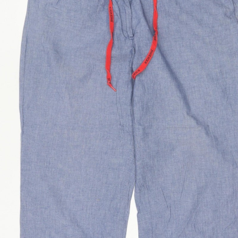 Additional view of Kickers Women’s Blue, size UK 14, Chambray Cropped Straight Trousers