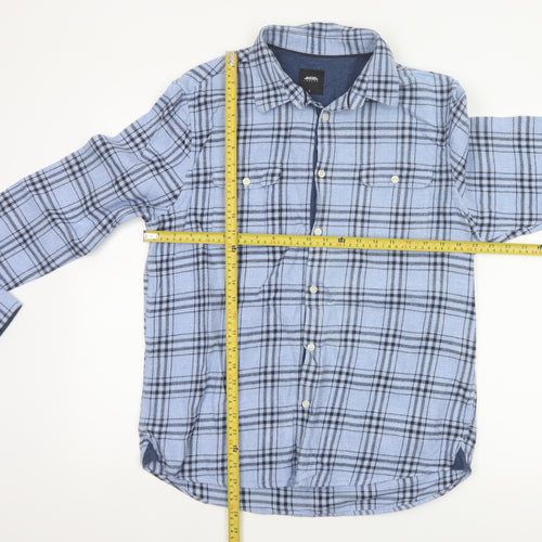 Burton Menswear London Men's Blue L Plaid Flannel Button-Up Shirt