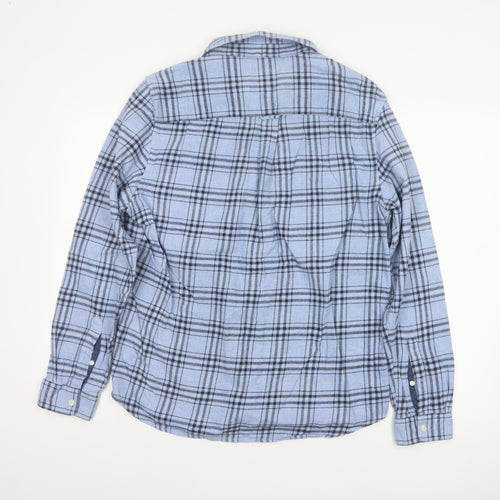 Burton Menswear London Men's Blue L Plaid Flannel Button-Up Shirt