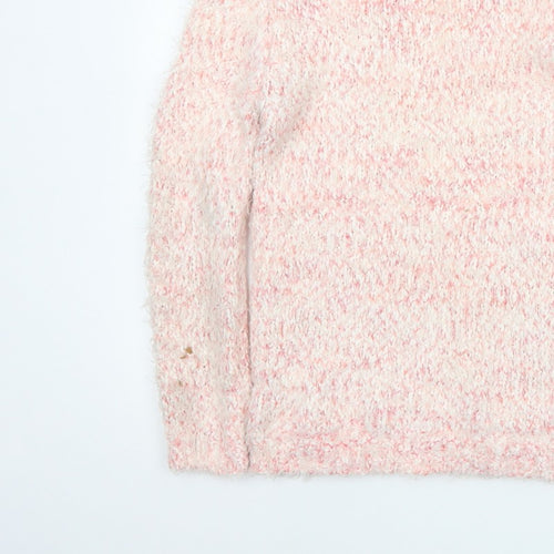 YD Girls Pink & White Fluffy Knit Pullover Jumper 12-13 Years 158cm