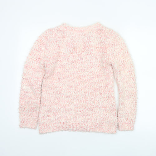 YD Girls Pink & White Fluffy Knit Pullover Jumper 12-13 Years 158cm