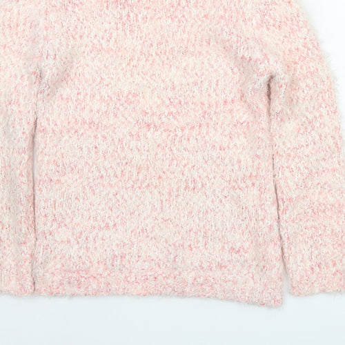 YD Girls Pink & White Fluffy Knit Pullover Jumper 12-13 Years 158cm