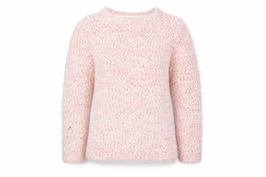 Front view of YD girls’ pink & white fluffy knit jumper 12-13 years 158cm